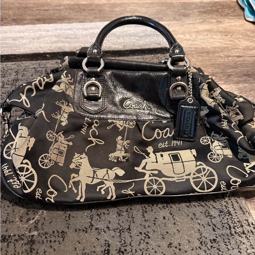 Coach Black and Tan Satchel